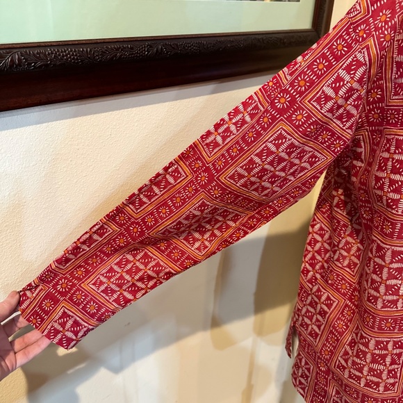 Vtg. 80's GAP Airy Cotton Voile Long Sleeved Red Print Blouse - sz S - Picture 6 of 9